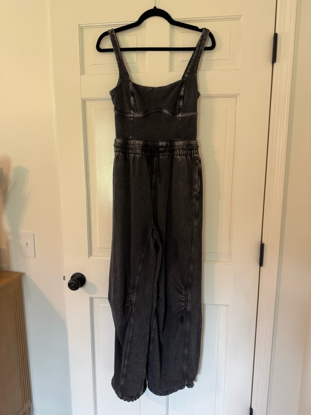 Fp Movement Inbound Onesie Washed Black Women's Jumpsuit with Drawstring Waist